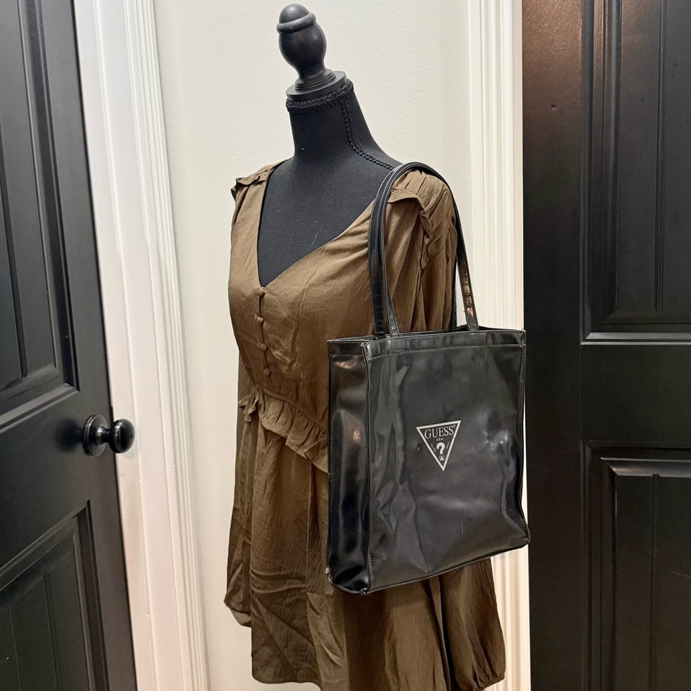 Guess Tote Vintage 90’s Black PVC